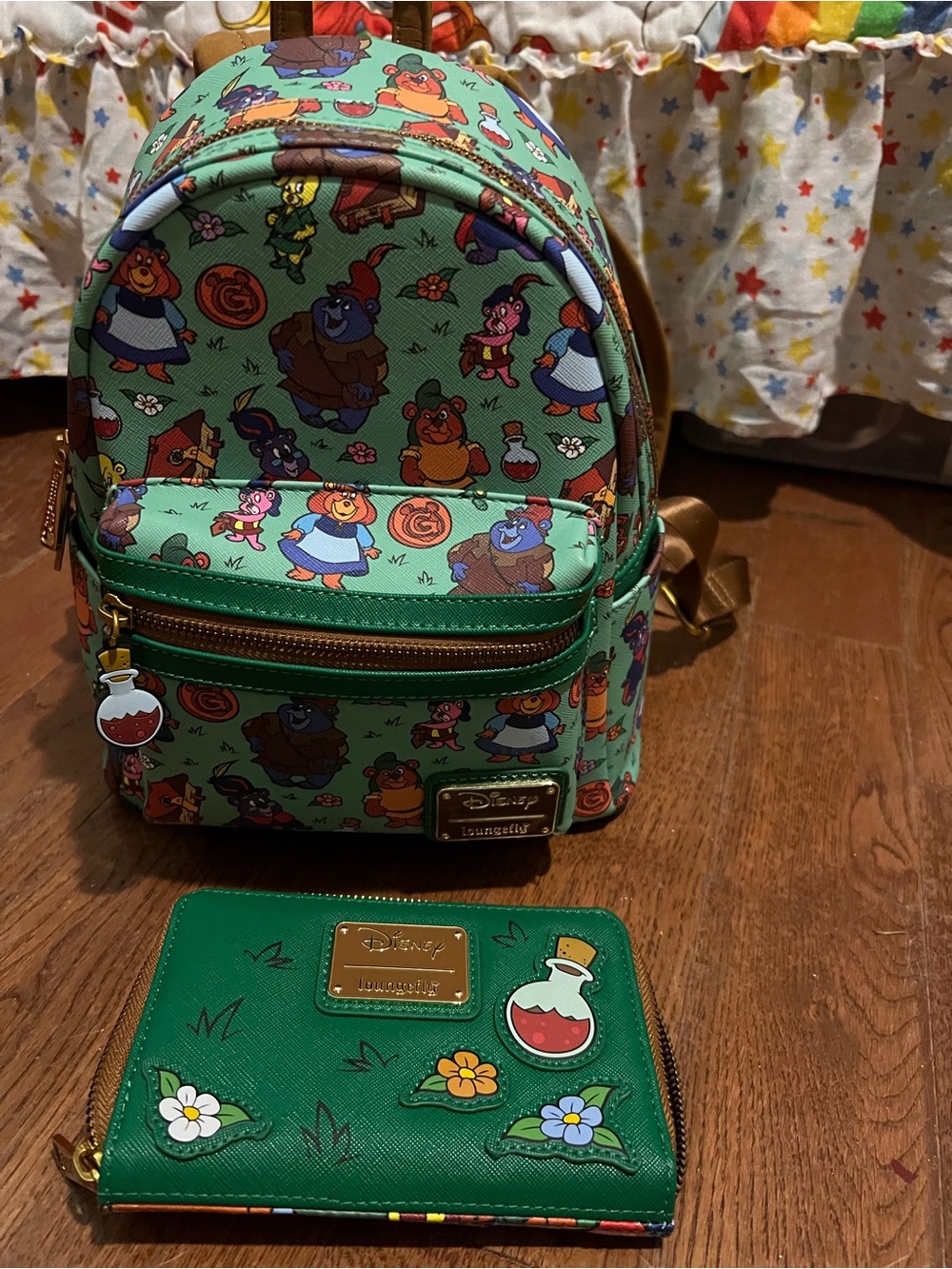 Disney Green Mini Backpack and Wallet Set with Character Print